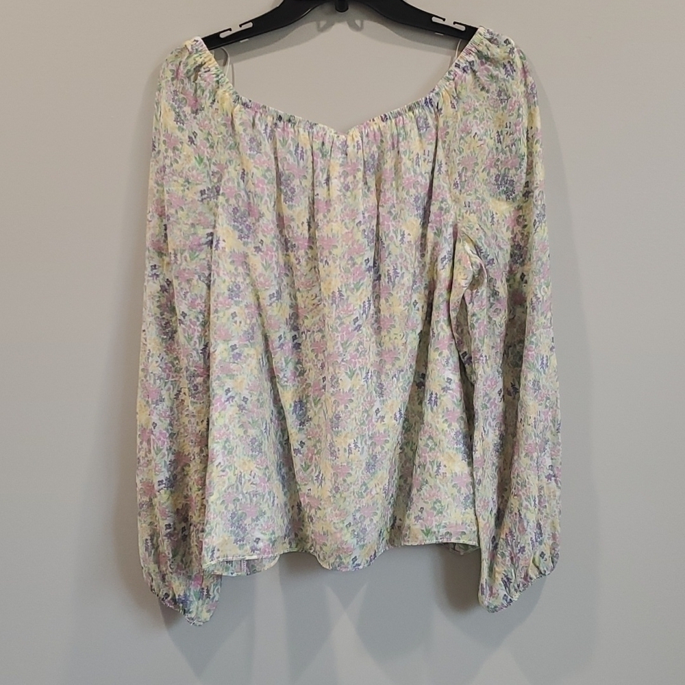 NWT Anthropologie CECE floral square neck Long Sleeve blouse top - Picture 5 of 9